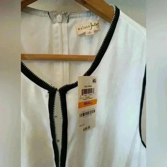 Maison Jules Crochet-Trim Fit & Flare White-Black Dress Women’s Size S NWT - Picture 5 of 12